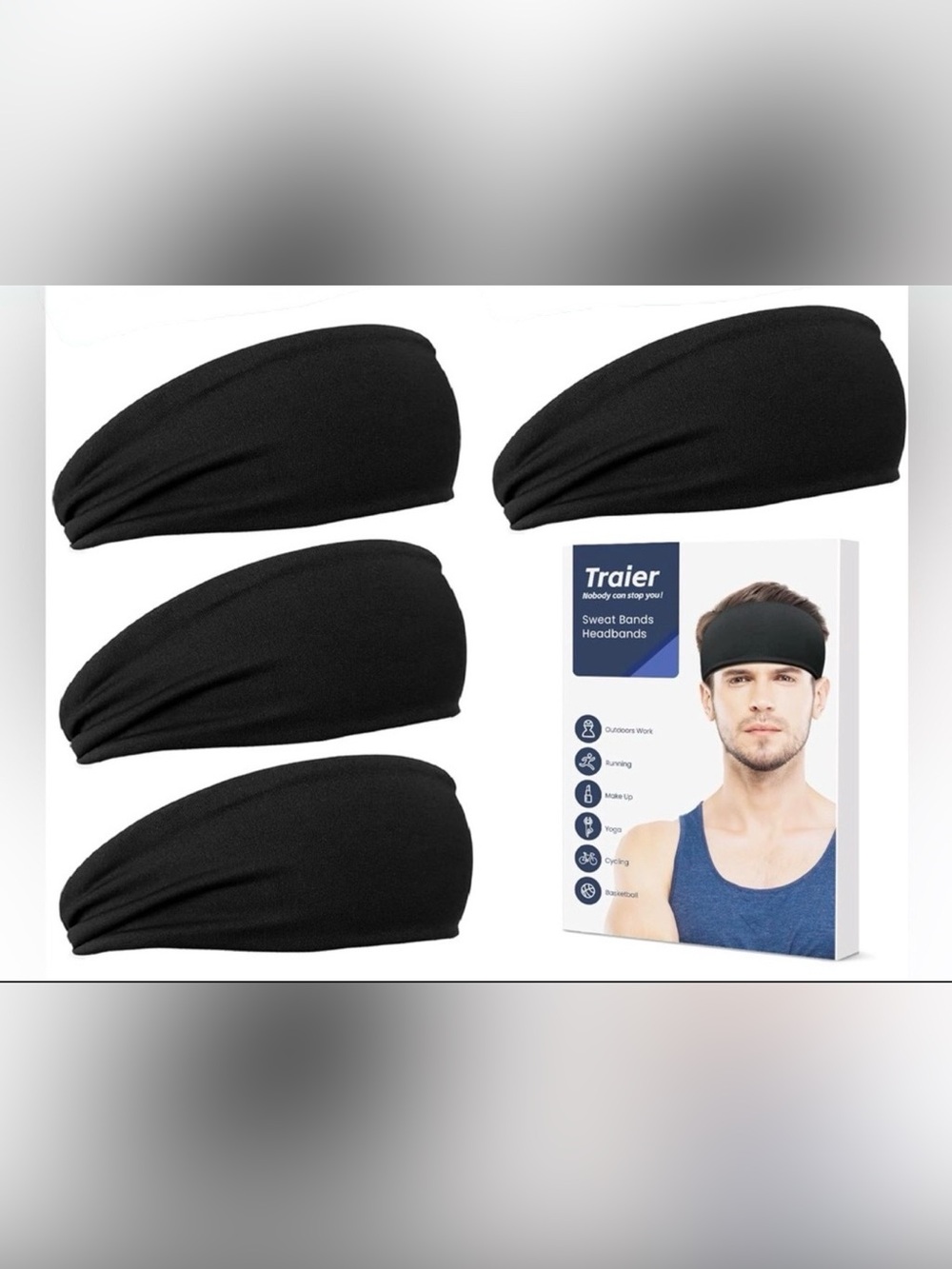 NWT (4) Moisture Wicking Athletic Headbands - Sweat Head Bands for Sports